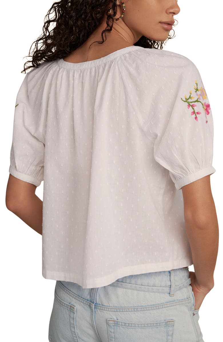 NEXT Embroidered Puff Sleeve Cotton Top, Alternate, color, White