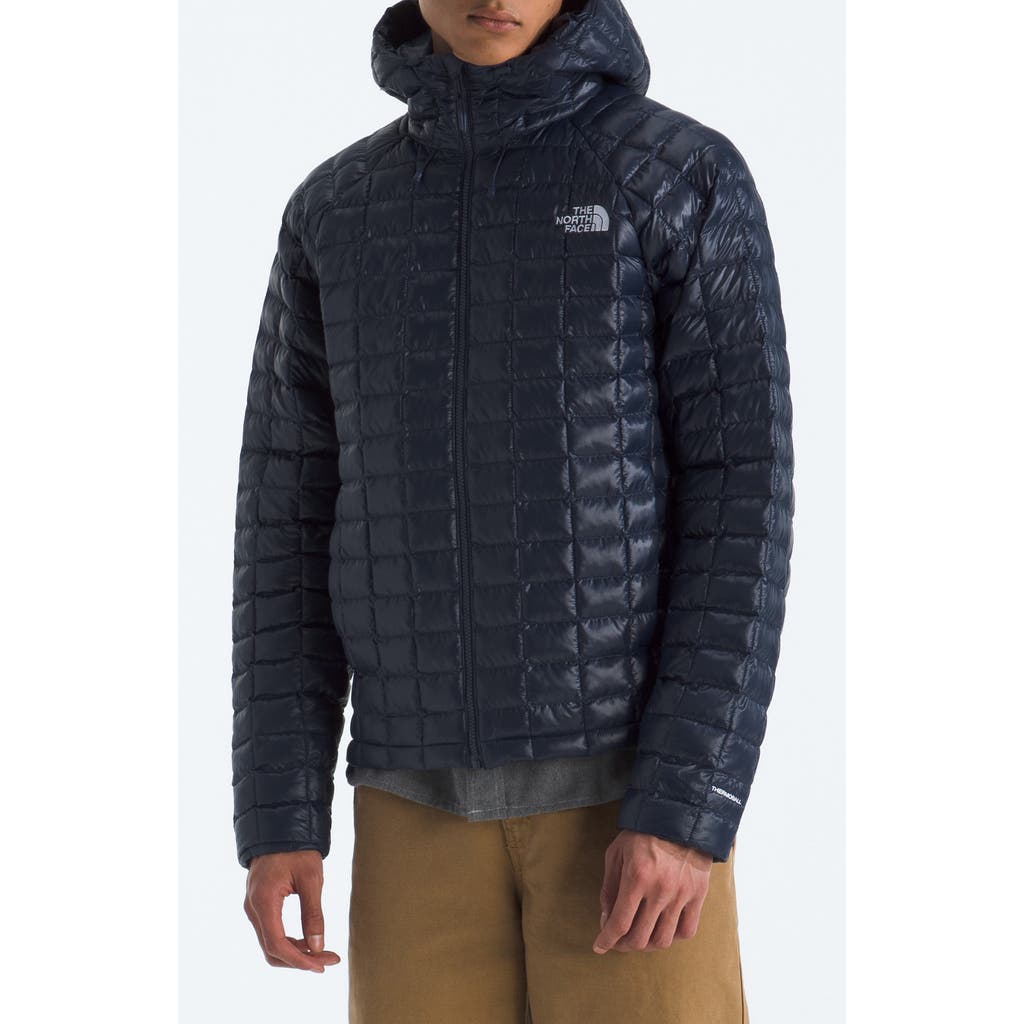 The North Face Thermoball Quilted Hooded Jacket In Blue
