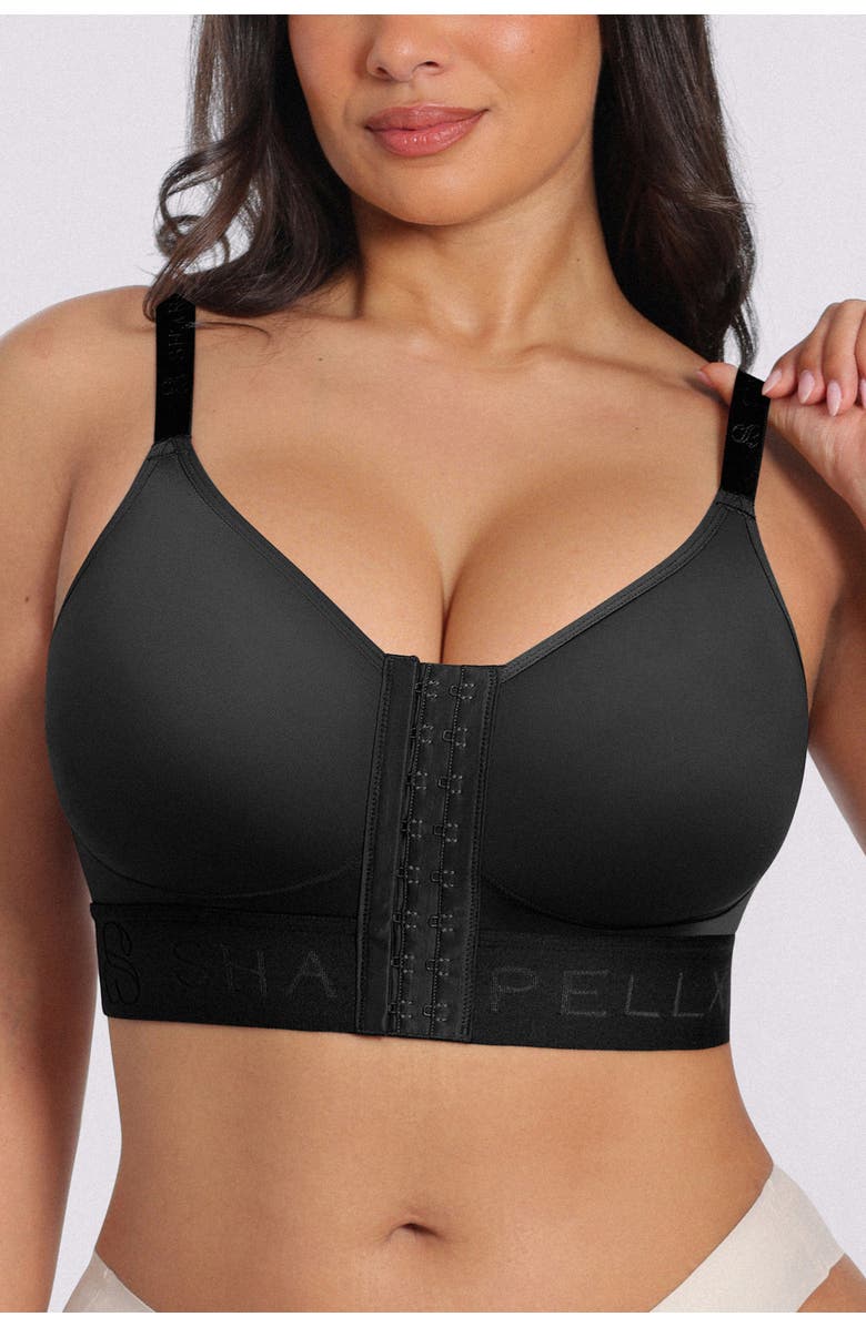 Shapellx Bare Essentials AirSlim Unlined Wireless Front-Closure Bra, Alternate, color, Black