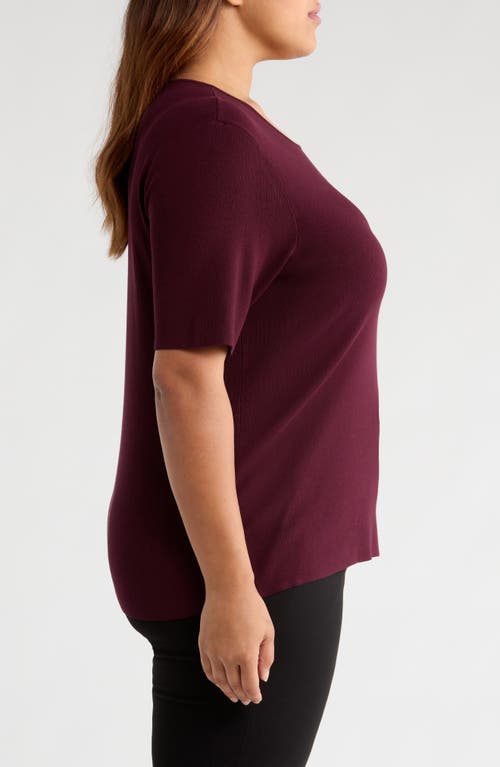 Tahari Asl Short Sleeve Sweater In Purple