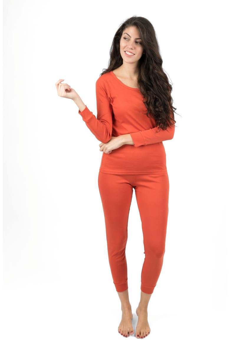 Women's Cotton Solid Matching Family Pajamas, Alternate, color, Orange