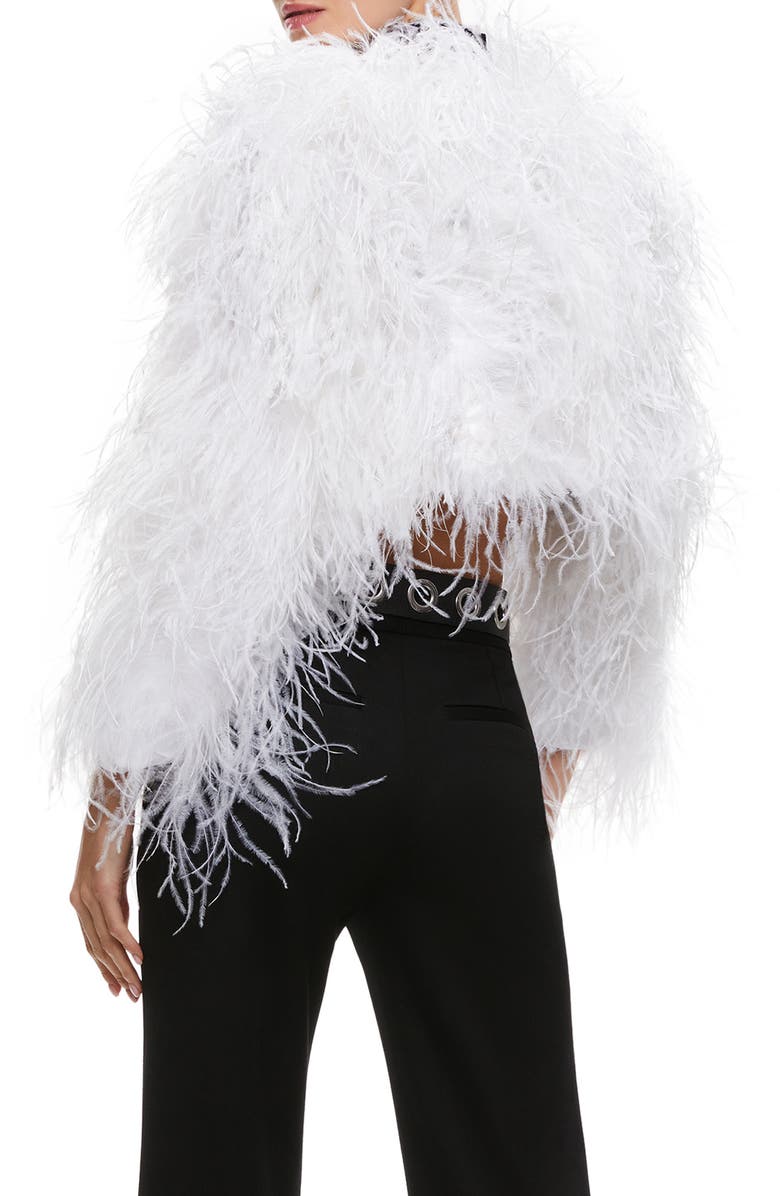 Alice + Olivia Kidman Feather Crop Jacket, Alternate, color, 
