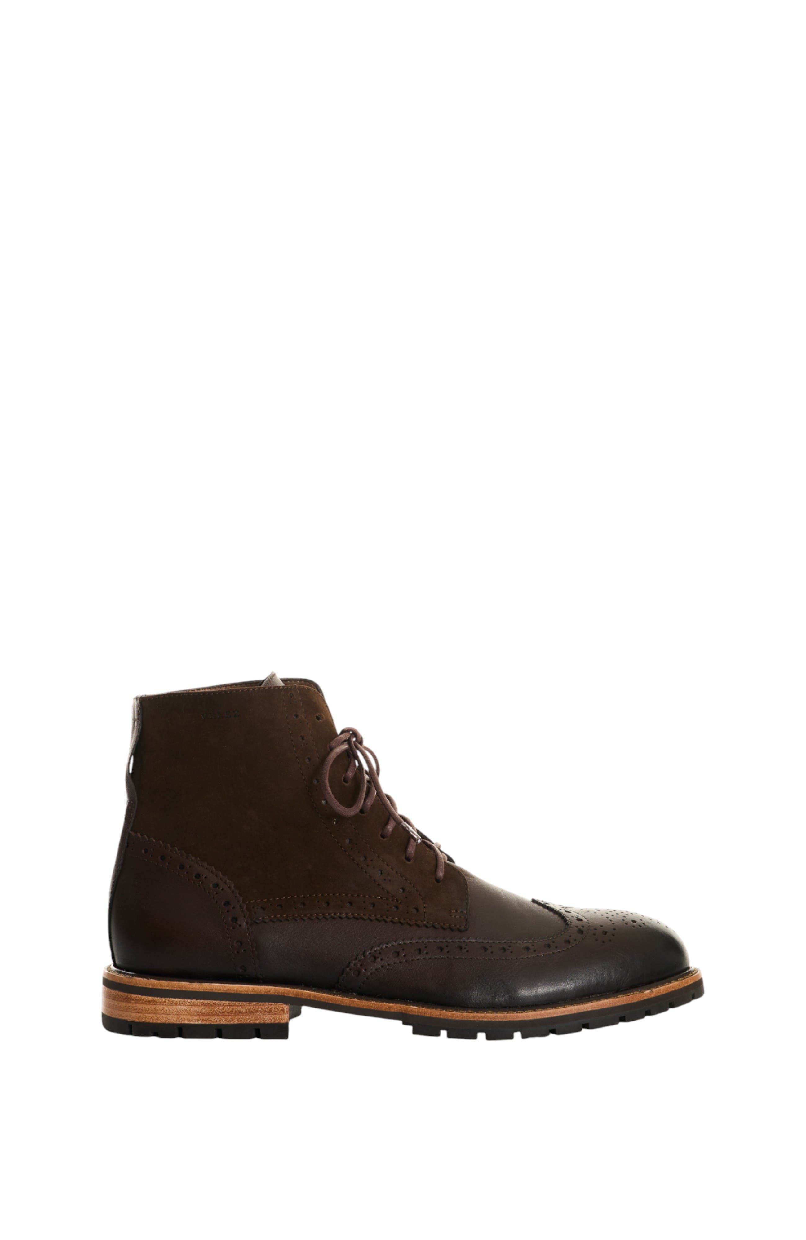 Velez Suede and Smooth Leather Boots, Main, color, Dark Brown