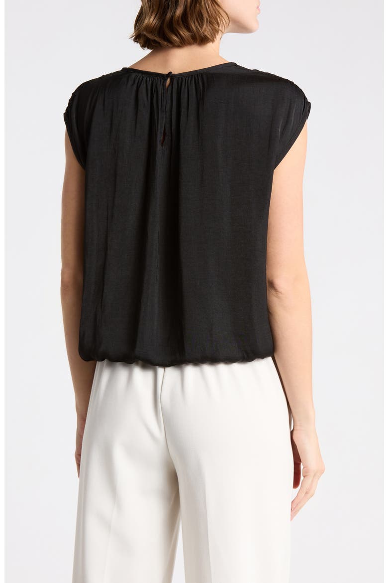 Crinkle Satin Bubble Hem Top, Alternate, color, BLACK