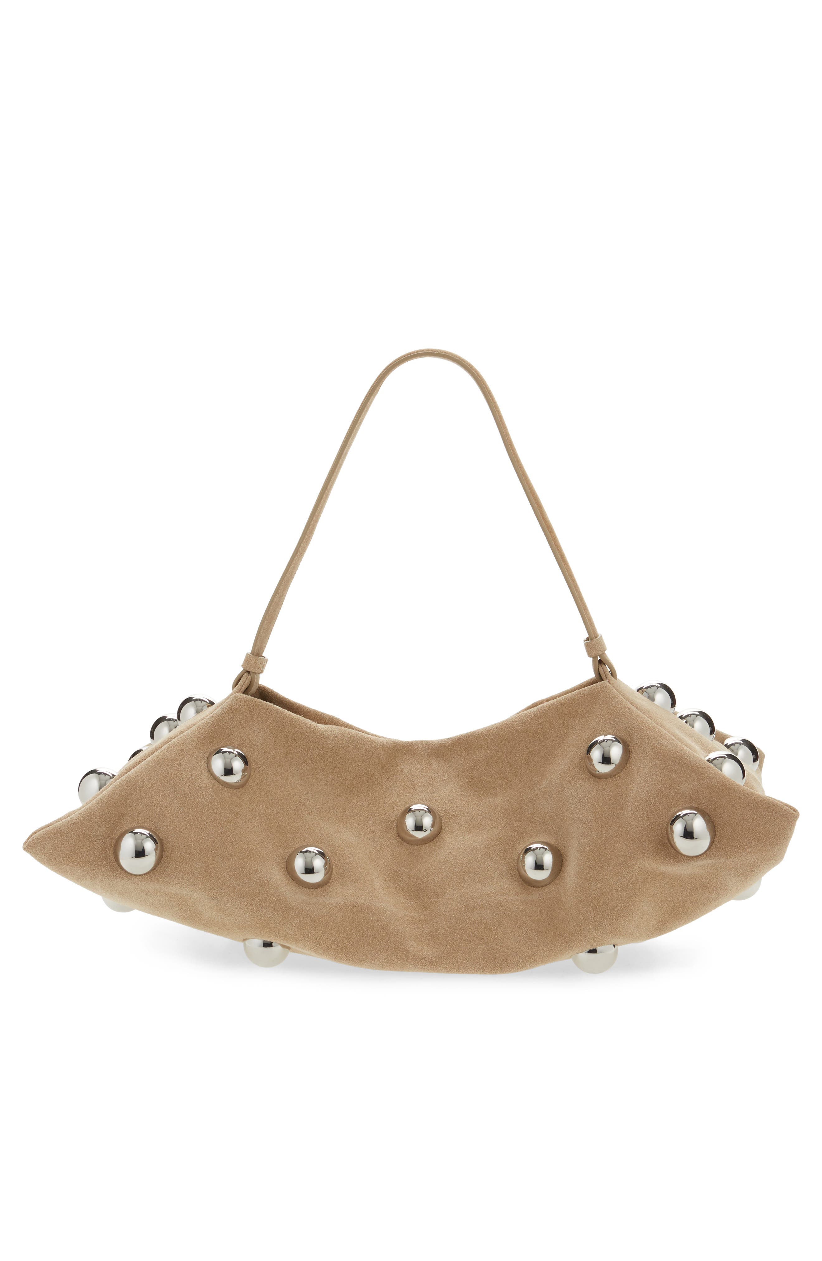 Altuzarra Origami Suede East/West Shoulder Bag, Alternate, color, Cappuccino/ Silver