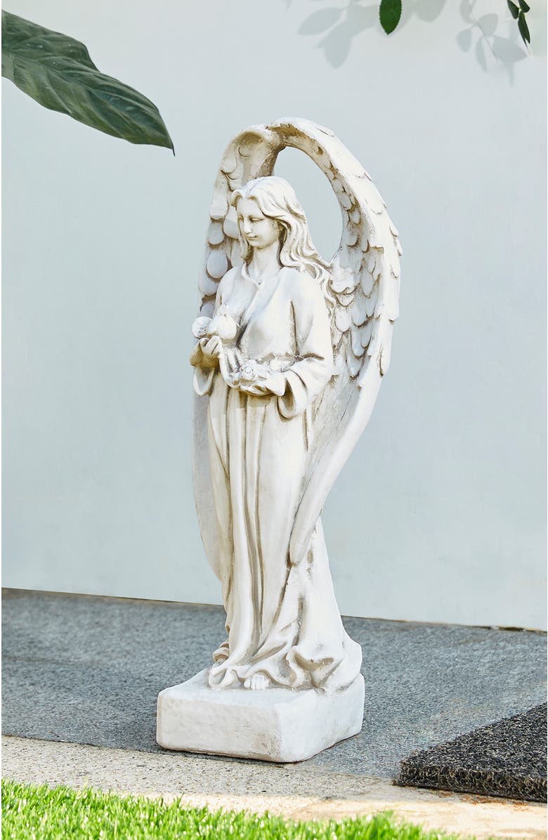 Glitzhome 20.5"H MGO Standing Archangel Garden Statue Sculpture, Alternate, color, White