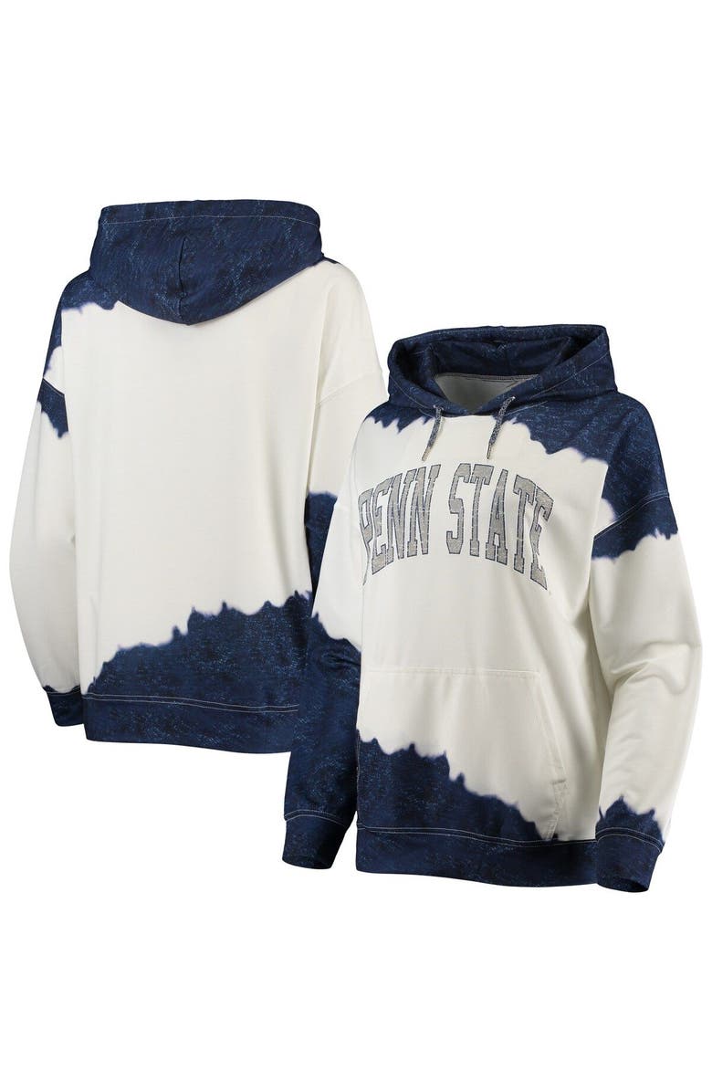 GAMEDAY COUTURE Women's Gameday Couture White/Navy Penn State Nittany Lions For the Fun Double Dip-Dyed Pullover Hoodie, Main, color,