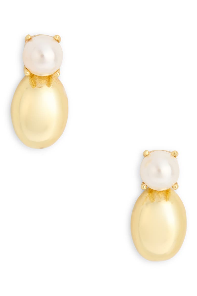 Scarlett Freshwater Pearl Ball Drop Earrings, Main, color, GOLD