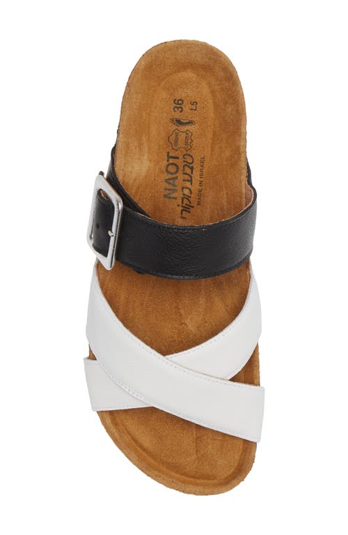 Naot Juliette Slide Sandal In Soft White/soft Black