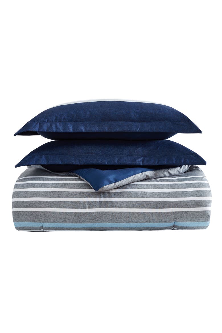 Heathered Block Stripe Comforter Set, Main, color, GREY