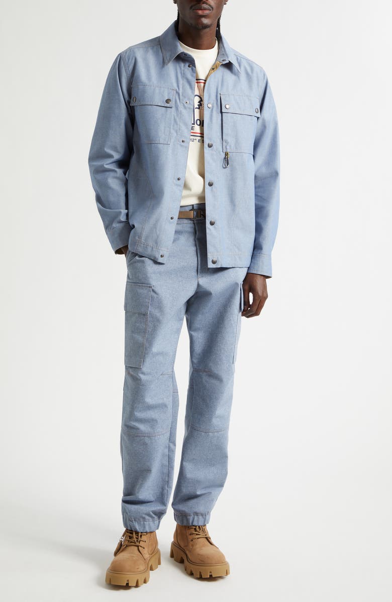 Moncler Grenoble Chambray Snap Shirt Jacket, Alternate, color, Rain Washed