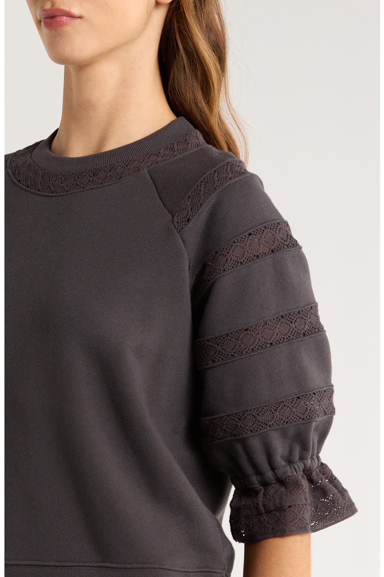 Aggy Lace Trim Knit Top, Alternate, color, WASHED BLACK