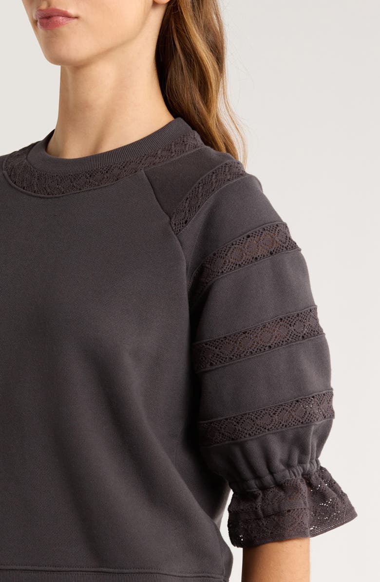 Rails Aggy Lace Trim Knit Top, Alternate, color, Washed Black