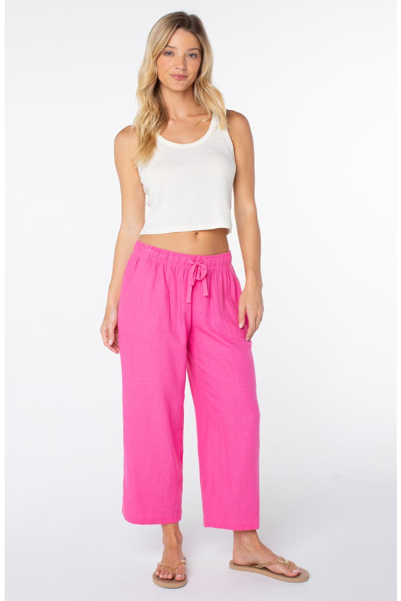 Lagoon Linen Blend Crop Pants, Alternate, color, SHOCKING PINK