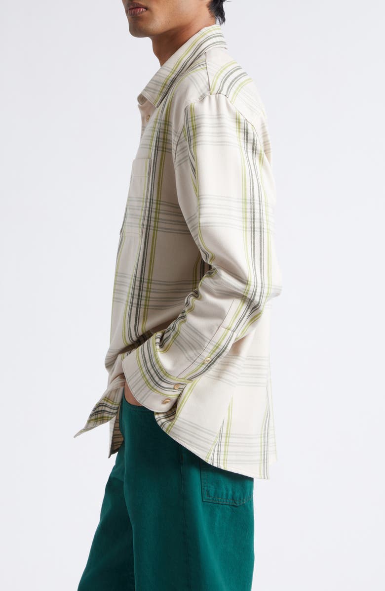 The Elder Statesman Cashlite Plaid Wool & Cashmere Overshirt, Alternate, color, Snap Pea Plaid