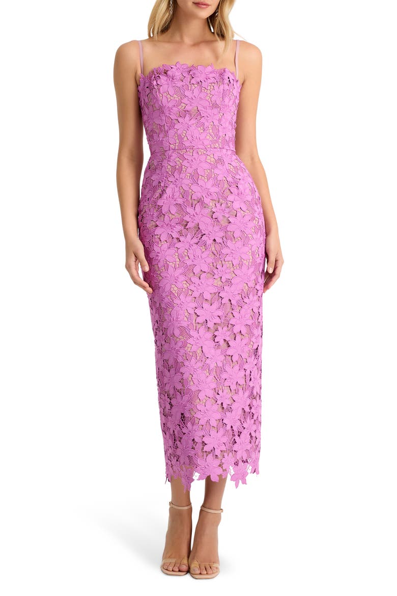 Gemma Broderie Anglaise Midi Cocktail Dress, Main, color, ORCHID
