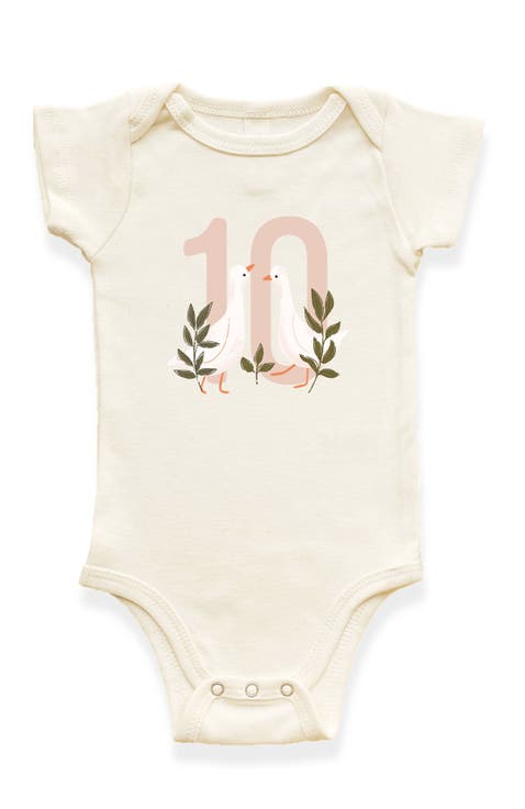 Goose Monthly Milestone Organic Baby Bodysuit Short Sleeve - Ten