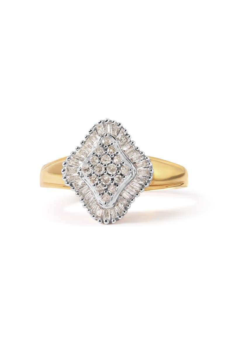 10K Yellow Gold 1/2 Cttw Diamond Rhombus Head and Halo Ring, Alternate, color, Yellow