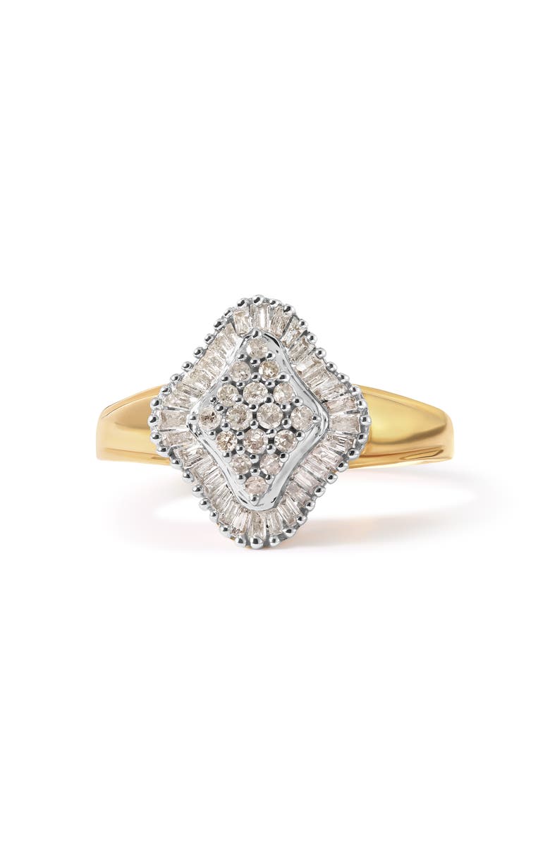 Haus of Brilliance 10K Yellow Gold 1/2 Cttw Diamond Rhombus Head and Halo Ring, Alternate, color, Yellow
