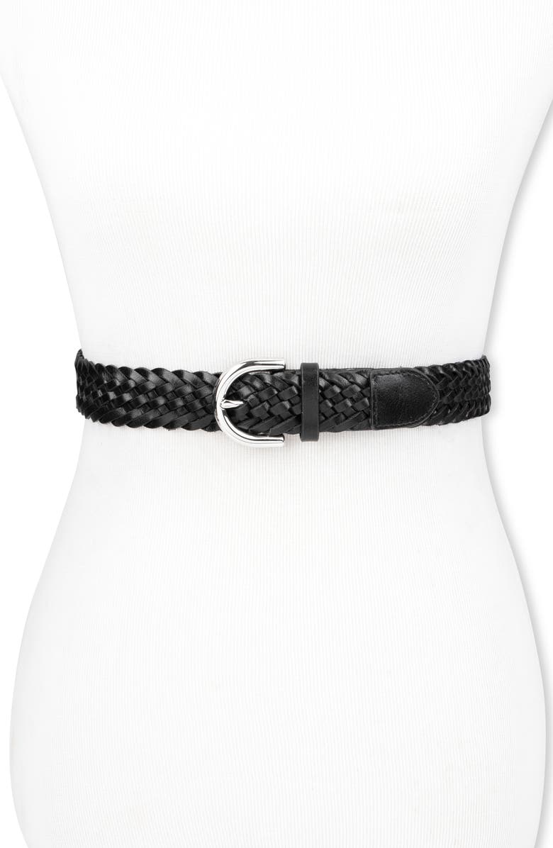 Cole Haan Braided Leather Belt, Alternate, color, Black