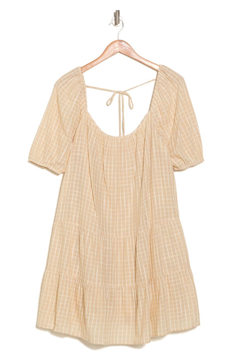 Tiered Puff Sleeve Cotton Dress, Alternate, color, NATURAL