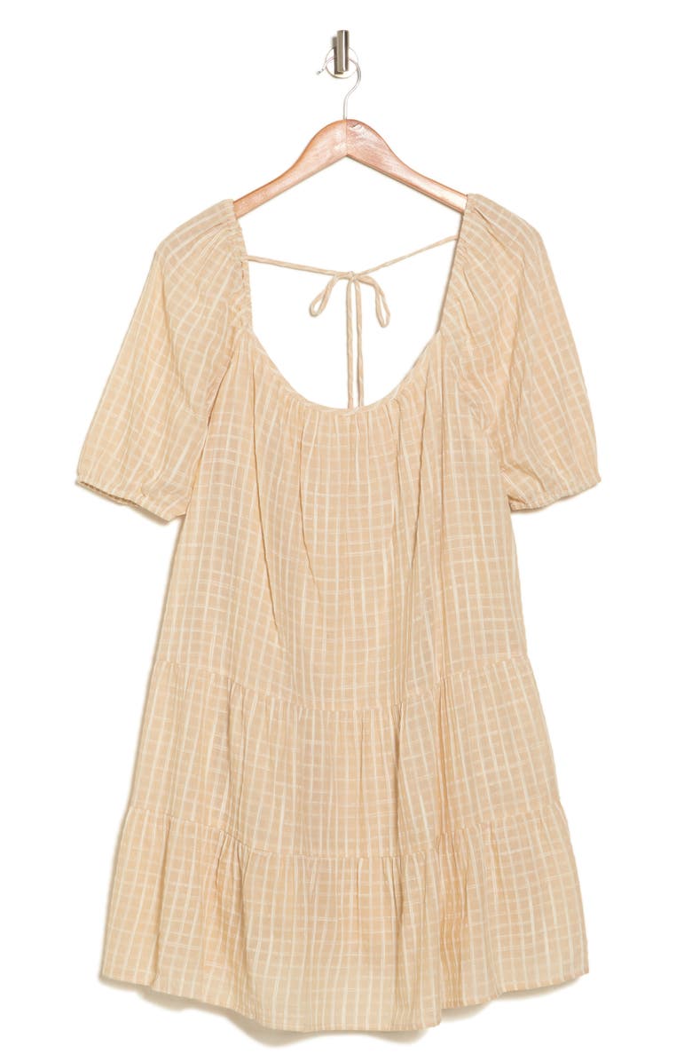 Lovestitch Tiered Puff Sleeve Cotton Dress, Alternate, color, Natural