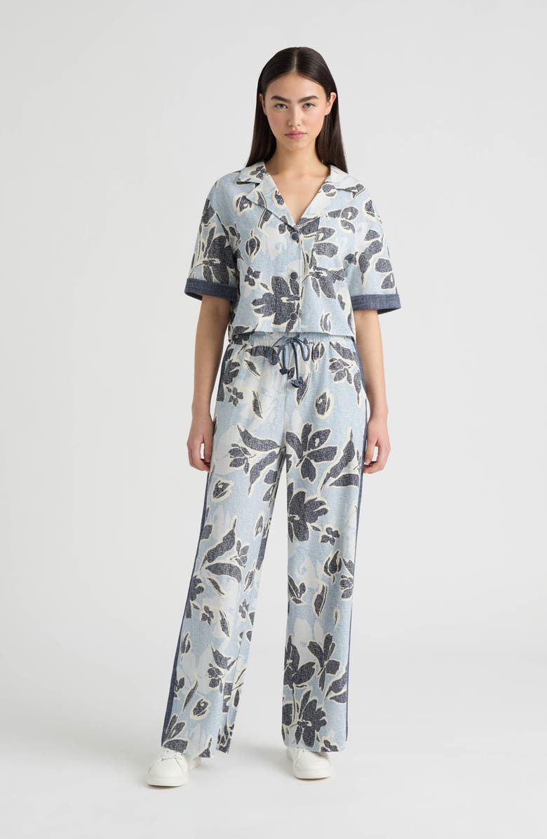 NVLT Notch Collar Button Front Shirt, Alternate, color, Blue Etched Floral