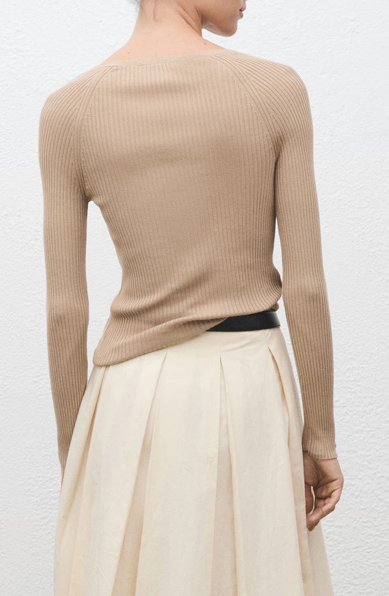 MANGO V-Neck Ribbed Henley Sweater, Alternate, color, Light/ Pastel Grey