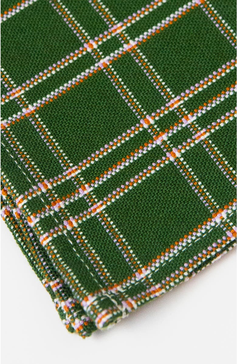 Archive New York Chiapas Handwoven Plaid Cotton Napkins, Set of 4, Alternate, color, Green