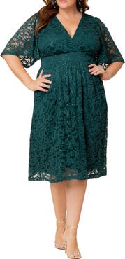 Kiyonna Starry Sequin Lace Fit & Flare Cocktail Dress