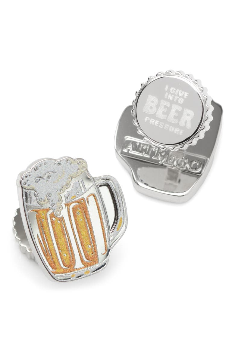 Beer Cuff Links, Alternate, color, BROWN