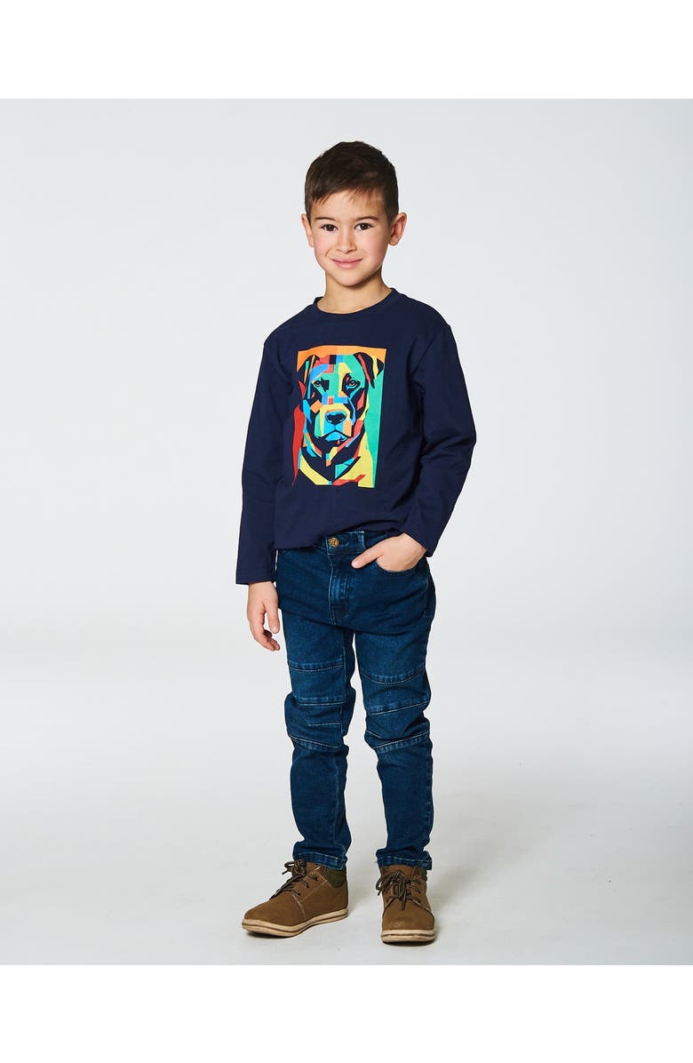 Deux par Deux Little Boy's Long Sleeve T-Shirt With Print Navy, Alternate, color, Peacoat
