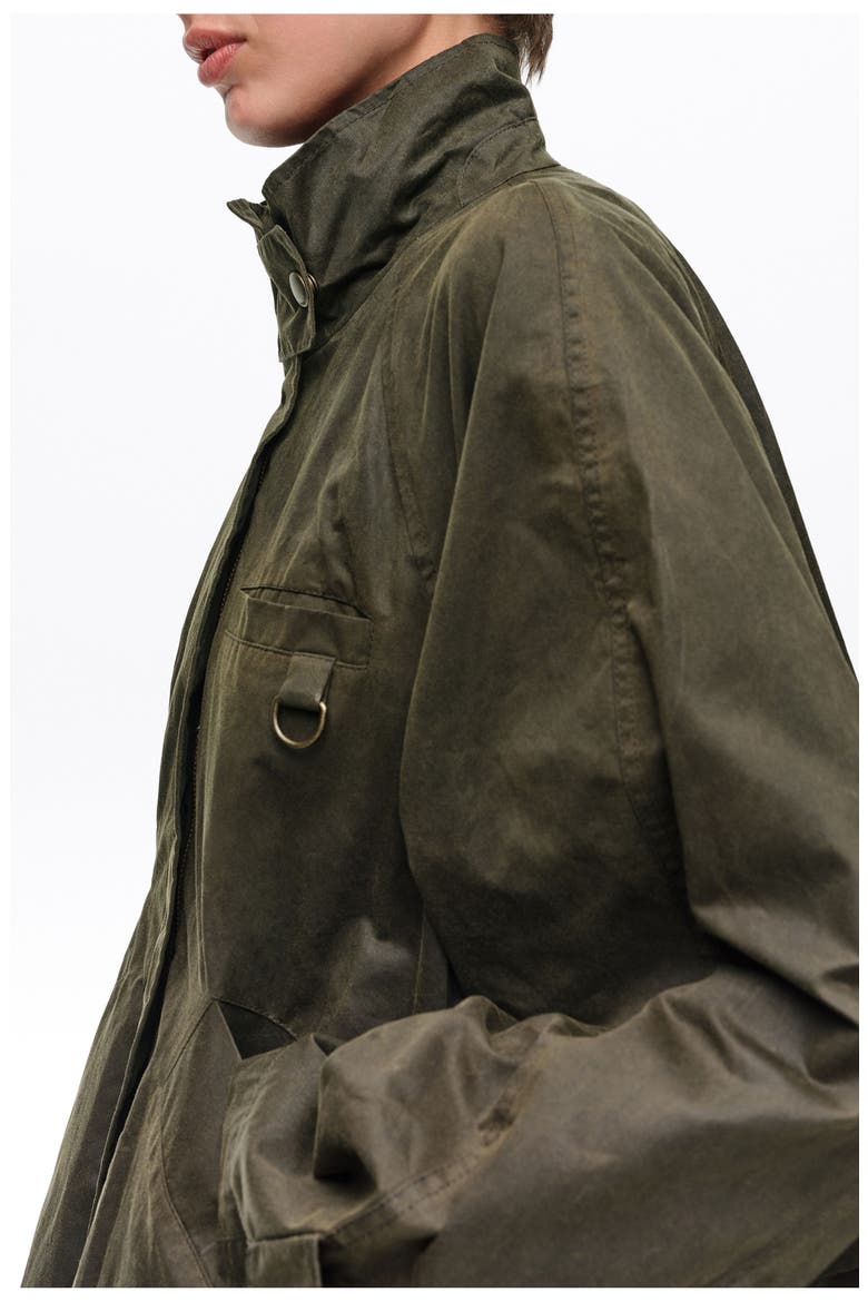 Waxed A-line Trench Coat, Alternate, color, KHAKI