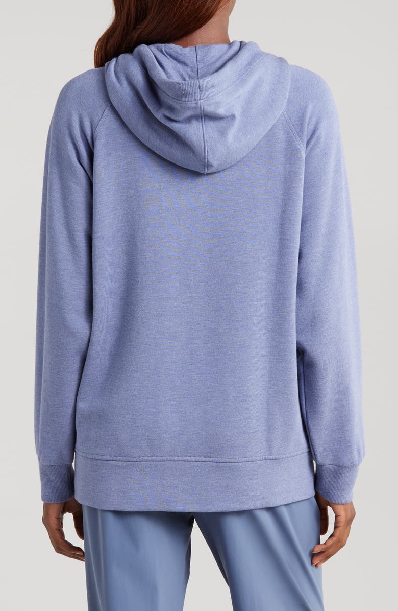 TravisMathew Off Script Stretch Modal & Cotton Zip Hoodie, Alternate, color, Heather Crown Blue