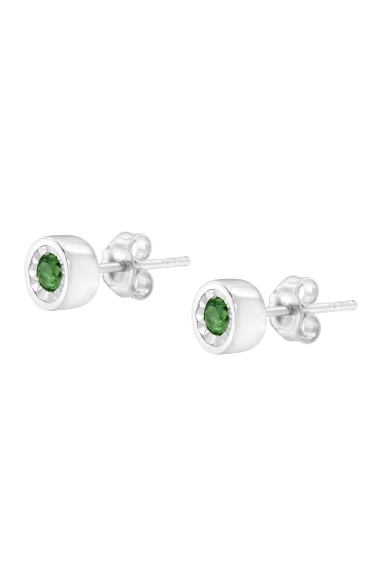 Haus of Brilliance Silver 0.15 Ct Green Diamond Miracle- Stud Earrings, Alternate, color, White