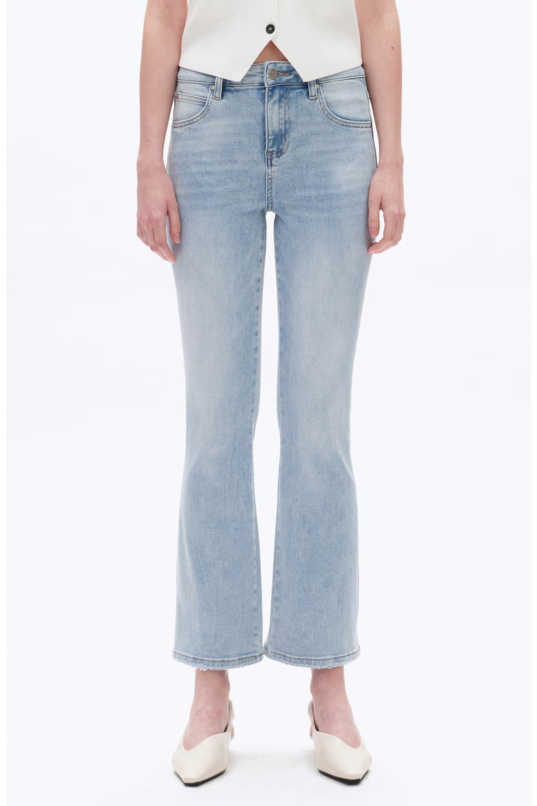 High Waist Straight Leg Jeans, Main, color, LIGHT BLUE