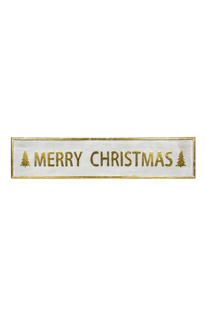 Northlight 48" Metallic Gold Merry Christmas Metal Wall Sign, Main, color, 