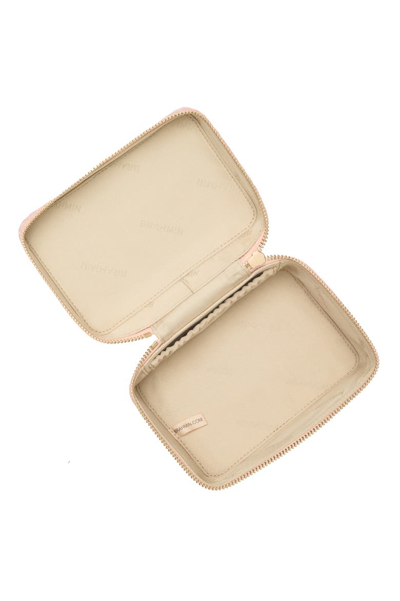 Small Charmaine Croc Embossed Leather Train Case, Alternate, color, ROSE GOLD
