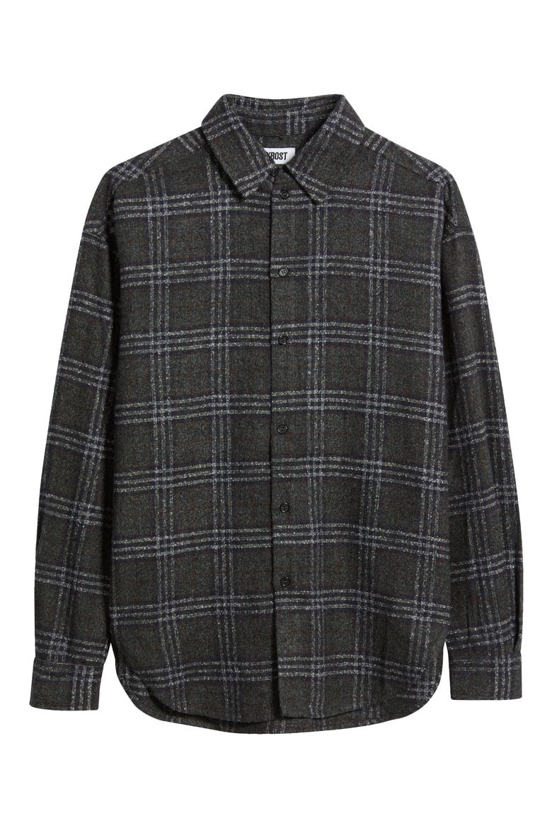 Eco Relaxed Plaid Button-Up Shirt, Alternate, color, NIGHT SKY