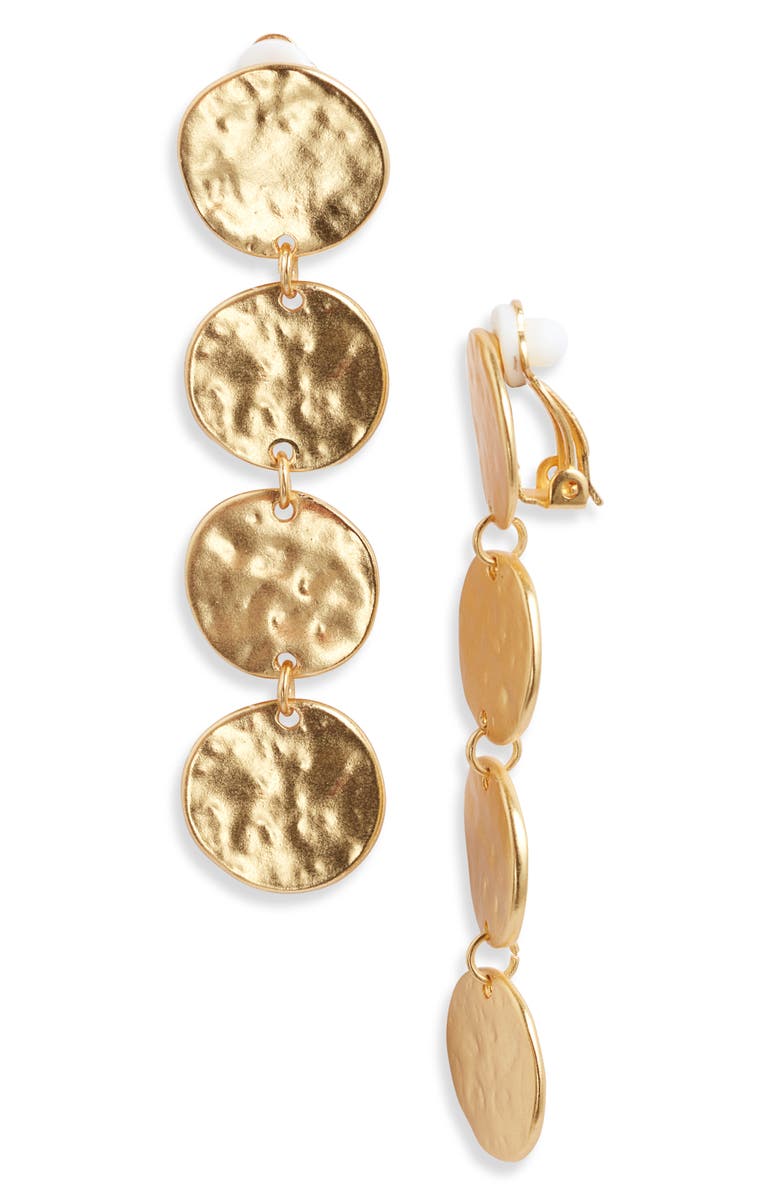 Karine Sultan Hammered Coin Drop Earrings, Main, color, Gold