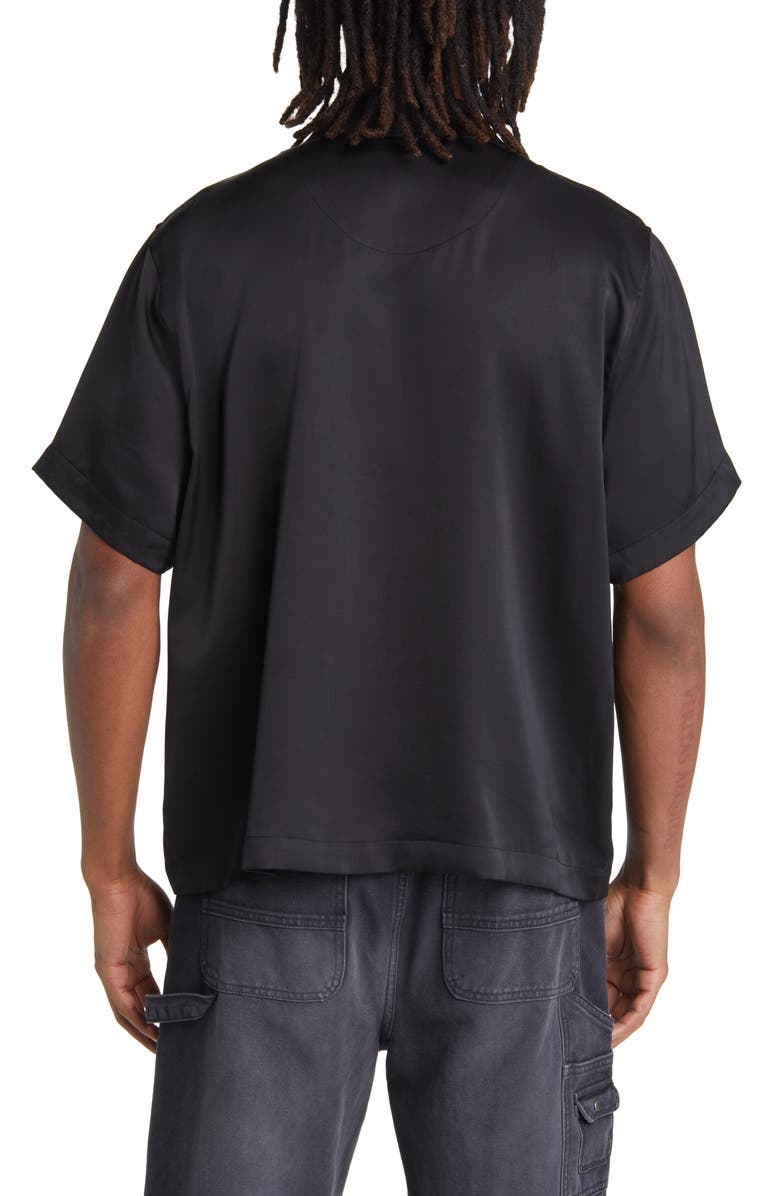 Elwood Short Sleeve Satin Button-Up Bowling Shirt, Alternate, color, 