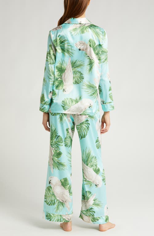 Felina Adrienne Print Satin Pajamas In Cockatoo