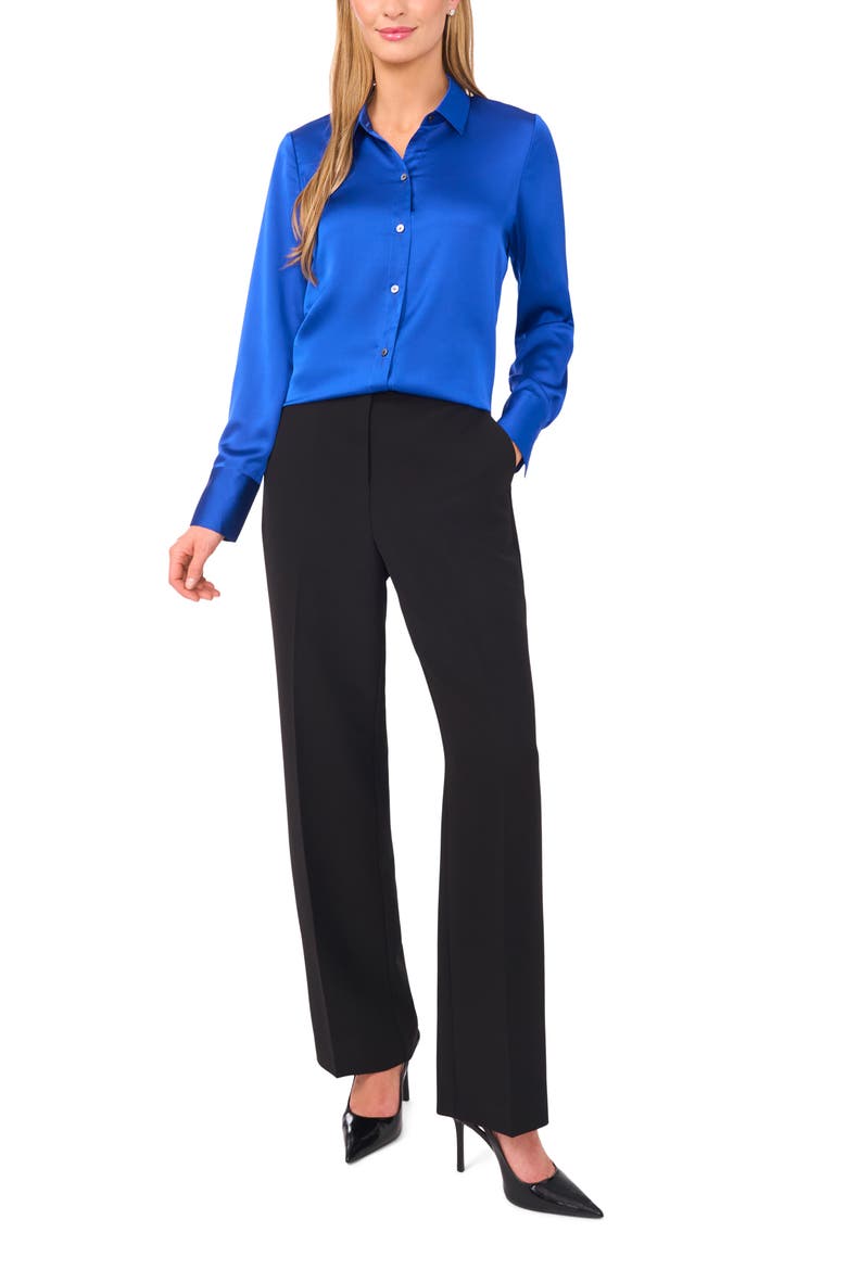 Charmeuse Button-Up Shirt, Alternate, color, OPULANT BLUE