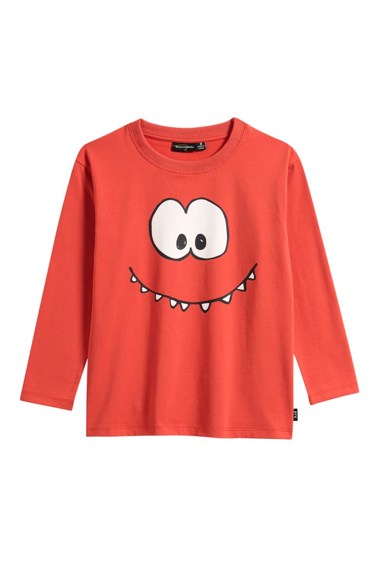 Kids' Long Sleeve Graphic T-Shirt, Main, color, RED FACE