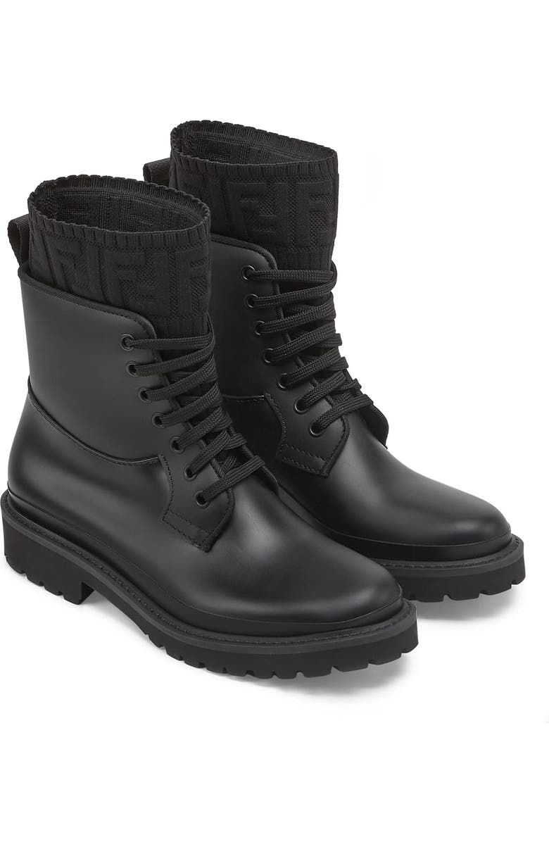 Fendi FF Logo Sock Rain Boot, Alternate, color,