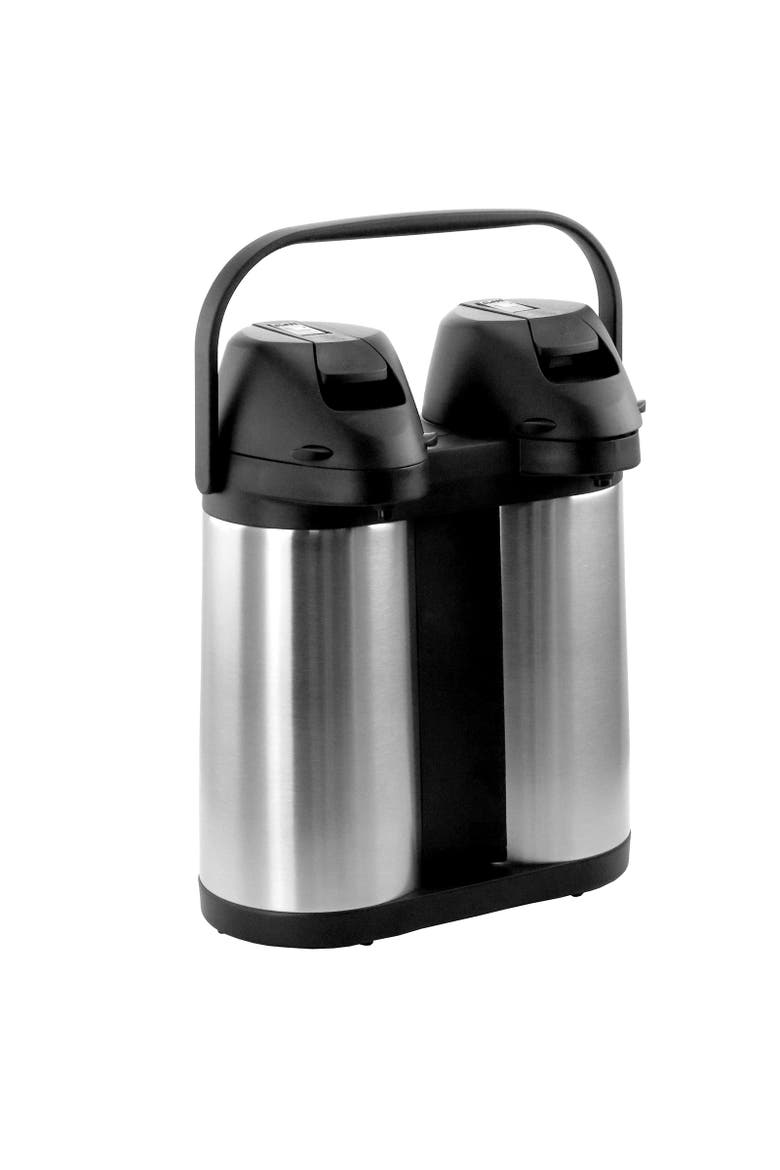 Dual 2 Quart Stainless Steel Airpot, Hot Water Dispenser for Coffee and Tea, Alternate, color, Silver