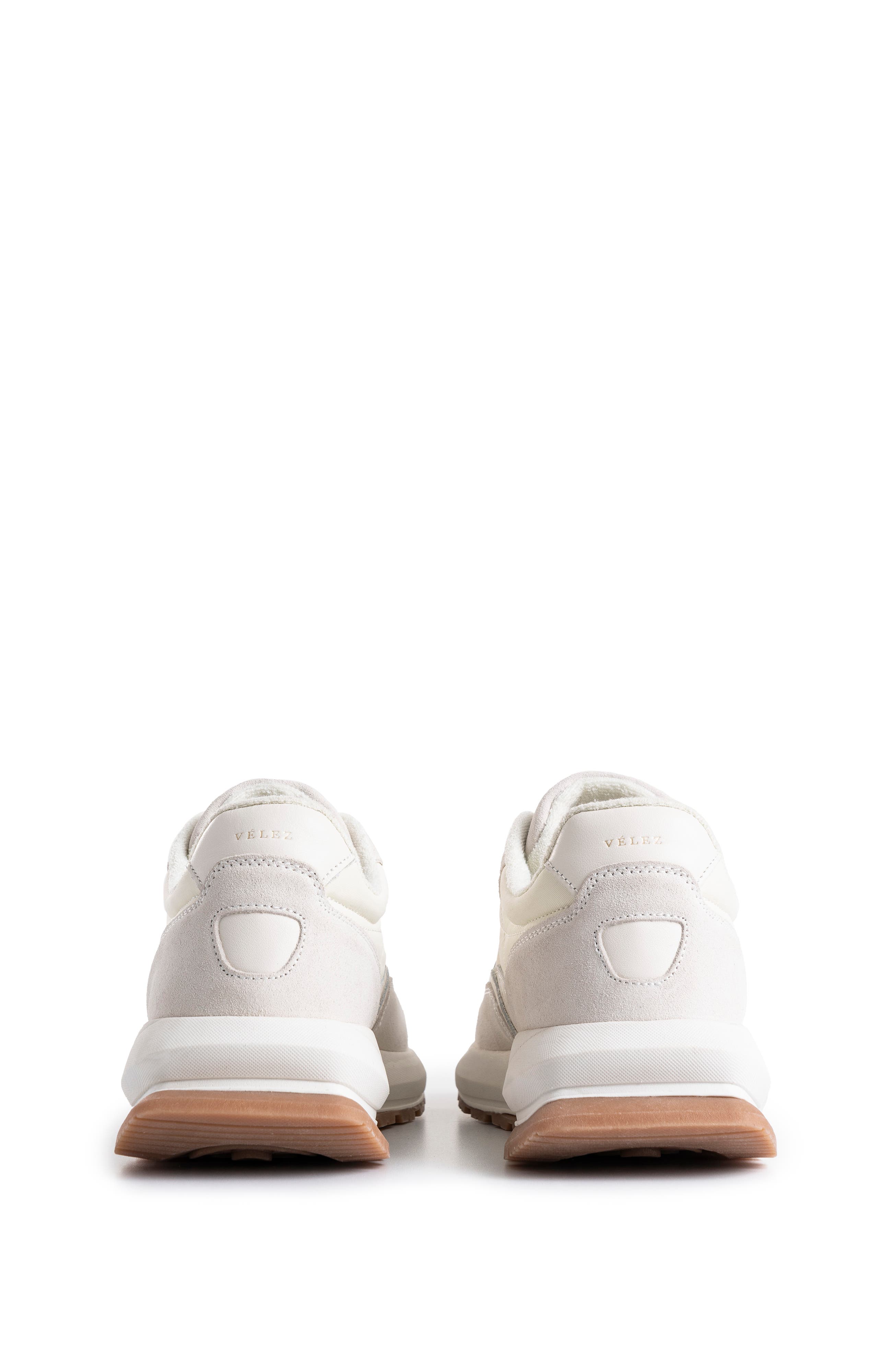 Velez Leather and Textile Sneakers Sporty Look, Alternate, color, White