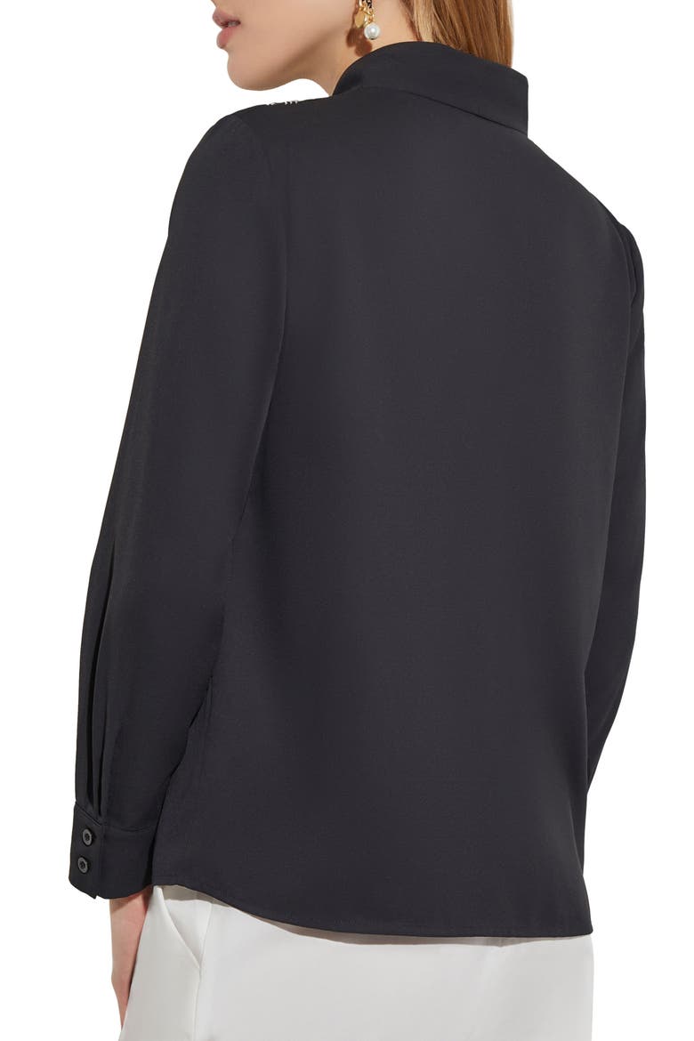 Abstract Embroidered Button-Up Shirt, Alternate, color, BLACK/WHITE