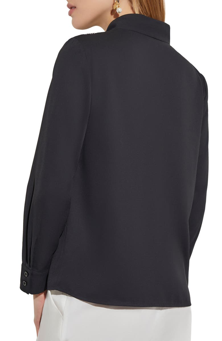 Misook Abstract Embroidered Button-Up Shirt, Alternate, color, Black/White