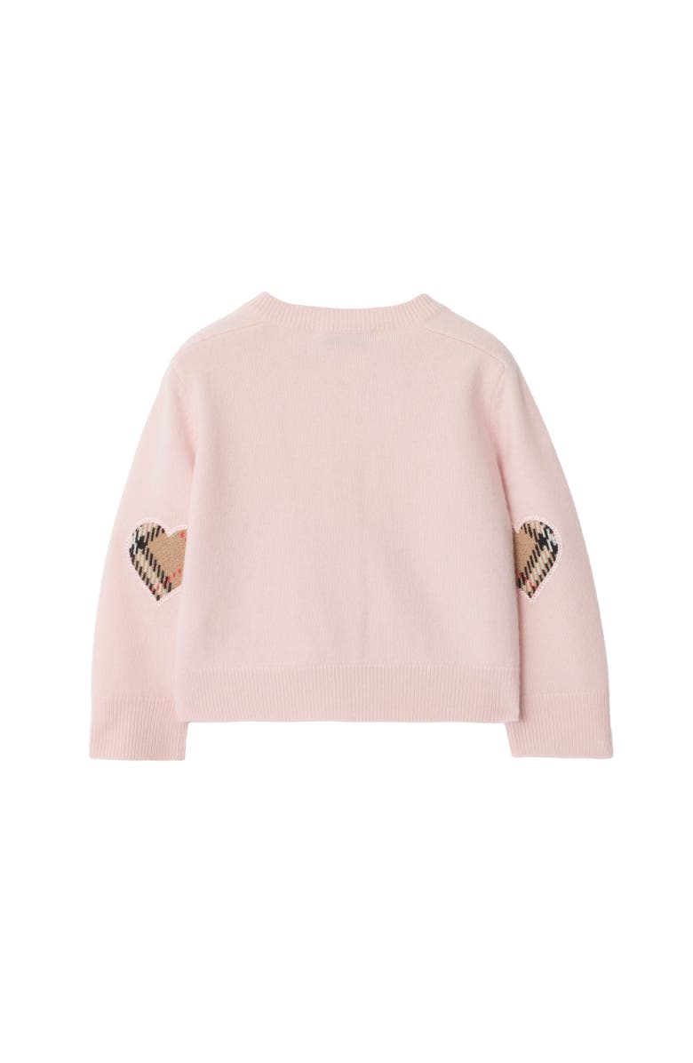 Burberry Check Patch Wool Cashmere Cardigan, Alternate, color, Ice Pink